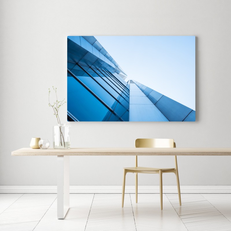Leinwandbild moderne blaue glasfassade – Wallnifity®
