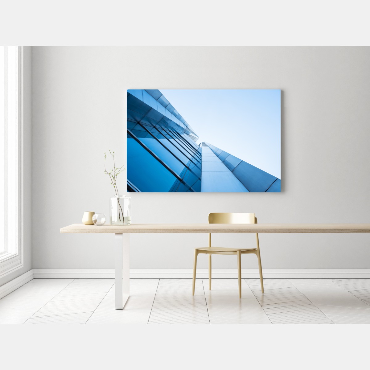 Leinwandbild moderne blaue glasfassade – Wallnifity®