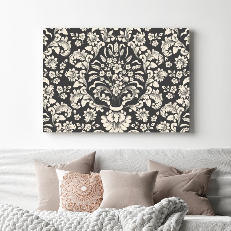 Leinwandbild vintage blumiges damastmuster – Wallnifity® Leinwandbild vintage blumiges damastmuster – Wallnifity®