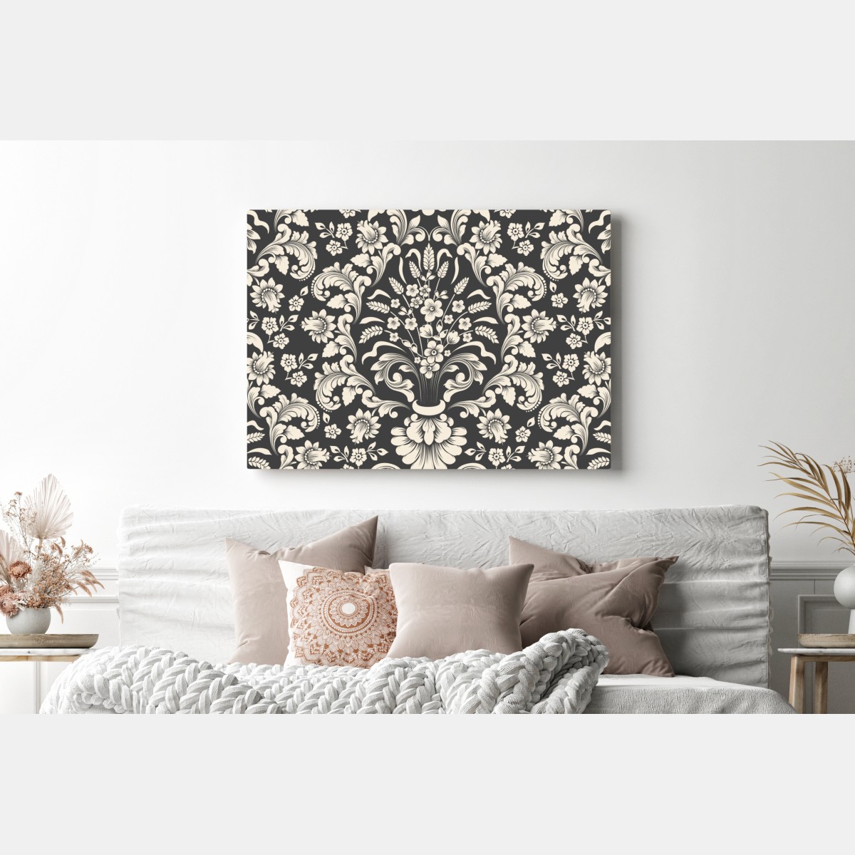 Leinwandbild vintage blumiges damastmuster – Wallnifity® Leinwandbild vintage blumiges damastmuster – Wallnifity®