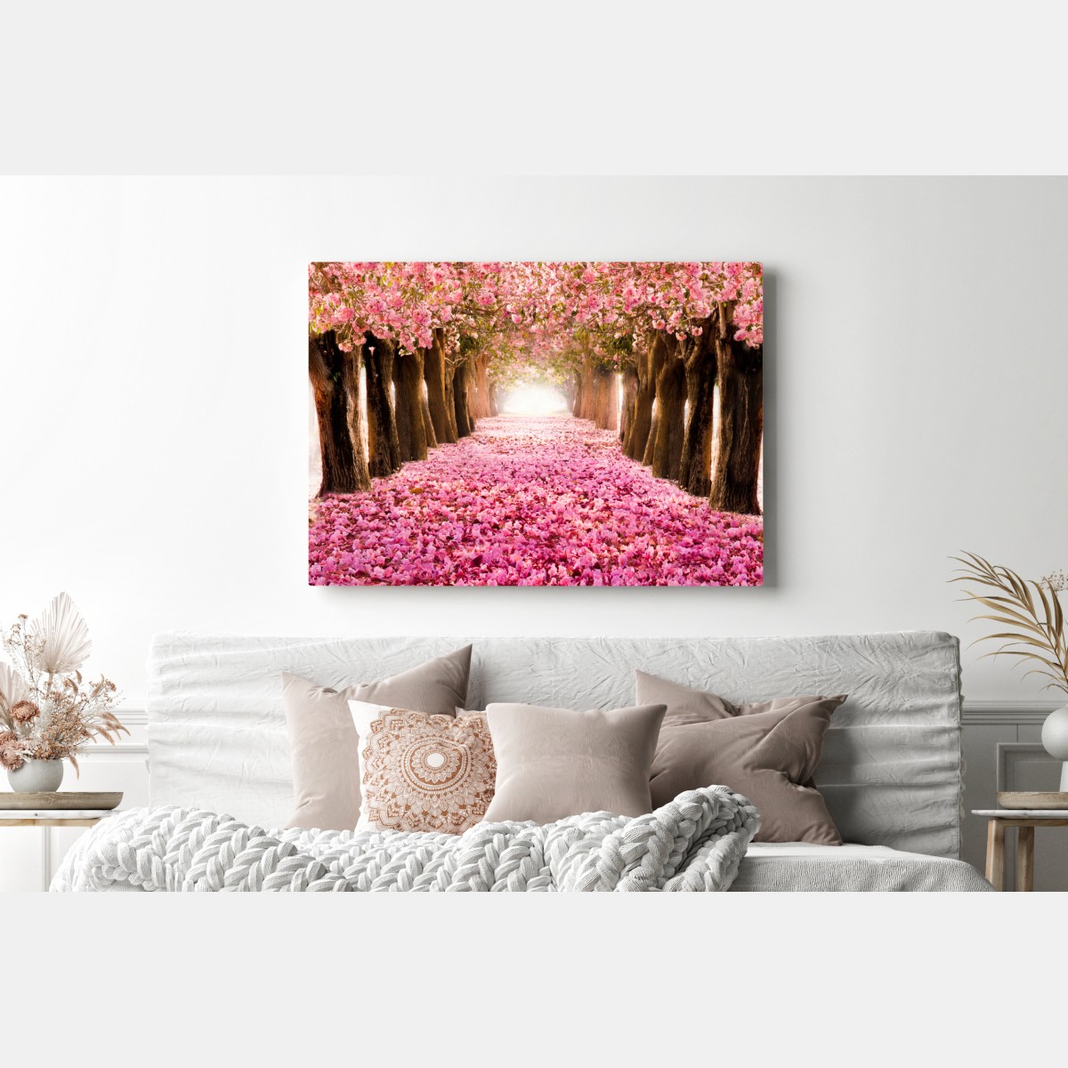 Leinwandbild rosa blütenallee unter kirschbäumen – Wallnifity® Leinwandbild rosa blütenallee unter kirschbäumen – Wallnifity®