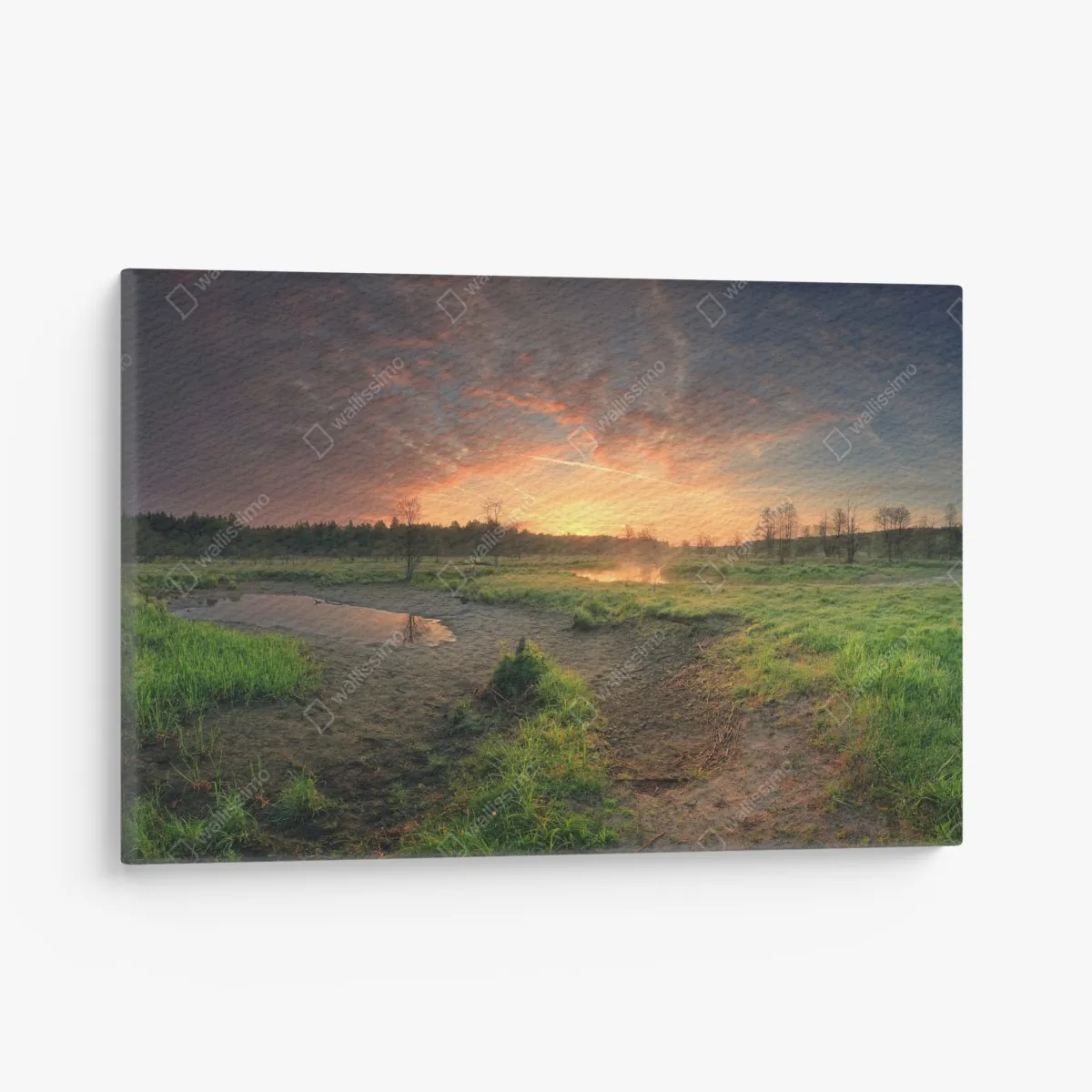 Leinwandbild sonnenuntergang über einer ruhigen wiese – Wallnifity® Leinwandbild sonnenuntergang über einer ruhigen wiese – Wallnifity®