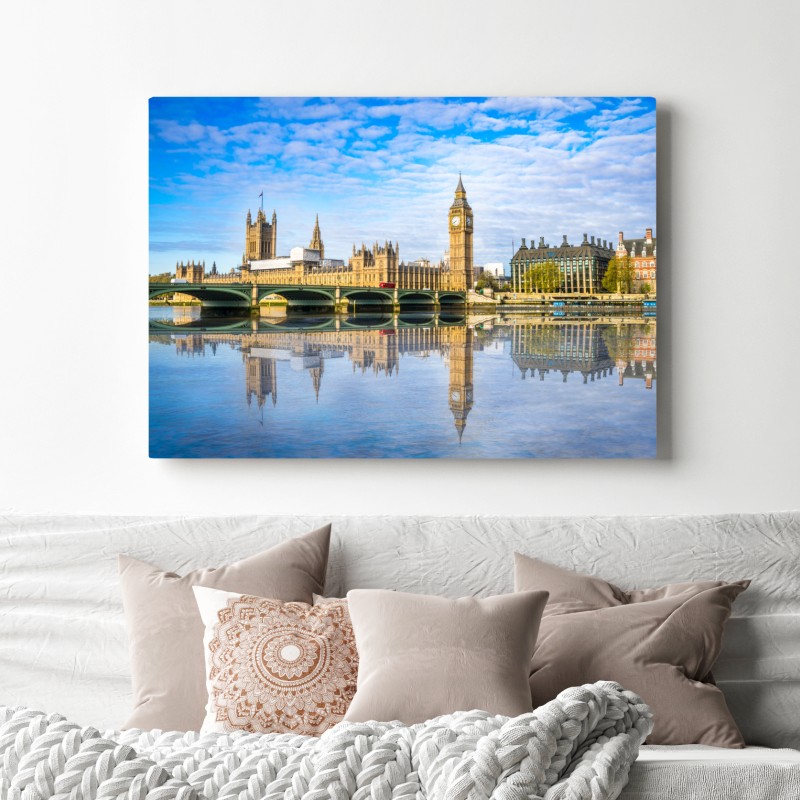 Leinwandbild London skyline mit spiegelung auf dem fluss – Wallnifity® Leinwandbild London skyline mit spiegelung auf dem fluss – Wallnifity®