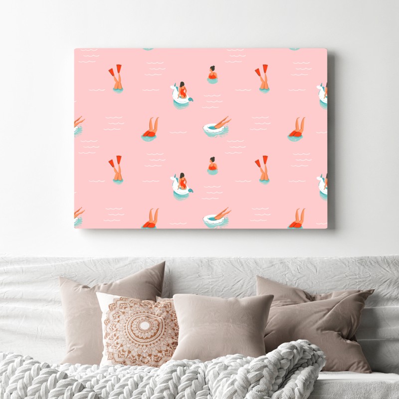 Leinwandbild verspieltes pastell poolmuster – Wallnifity® Leinwandbild verspieltes pastell poolmuster – Wallnifity®