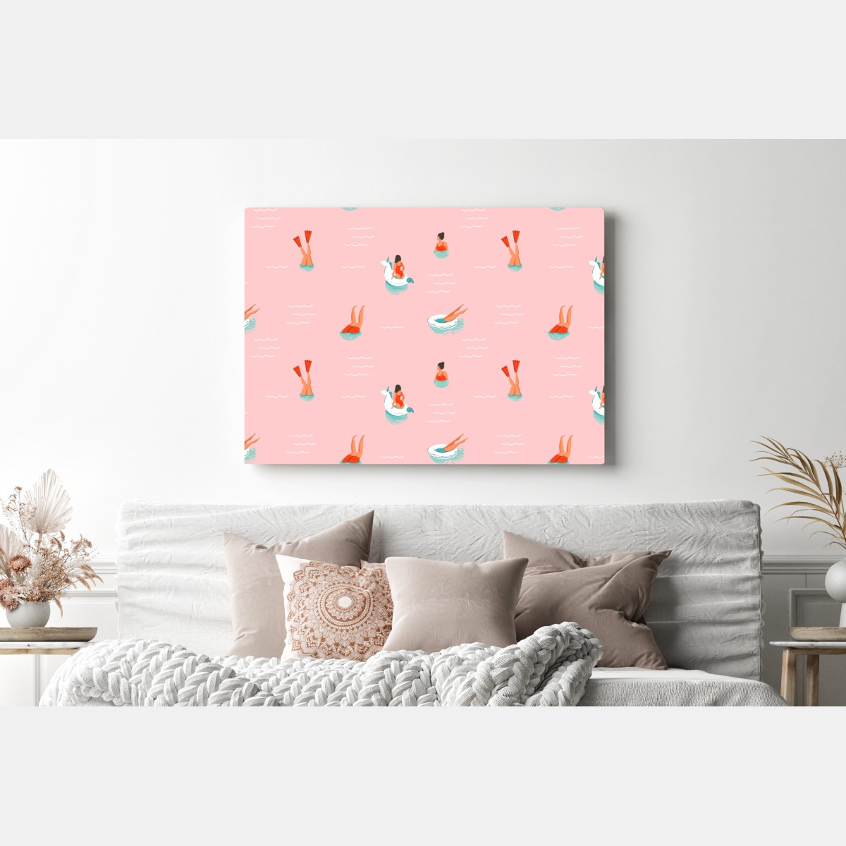 Leinwandbild verspieltes pastell poolmuster – Wallnifity® Leinwandbild verspieltes pastell poolmuster – Wallnifity®