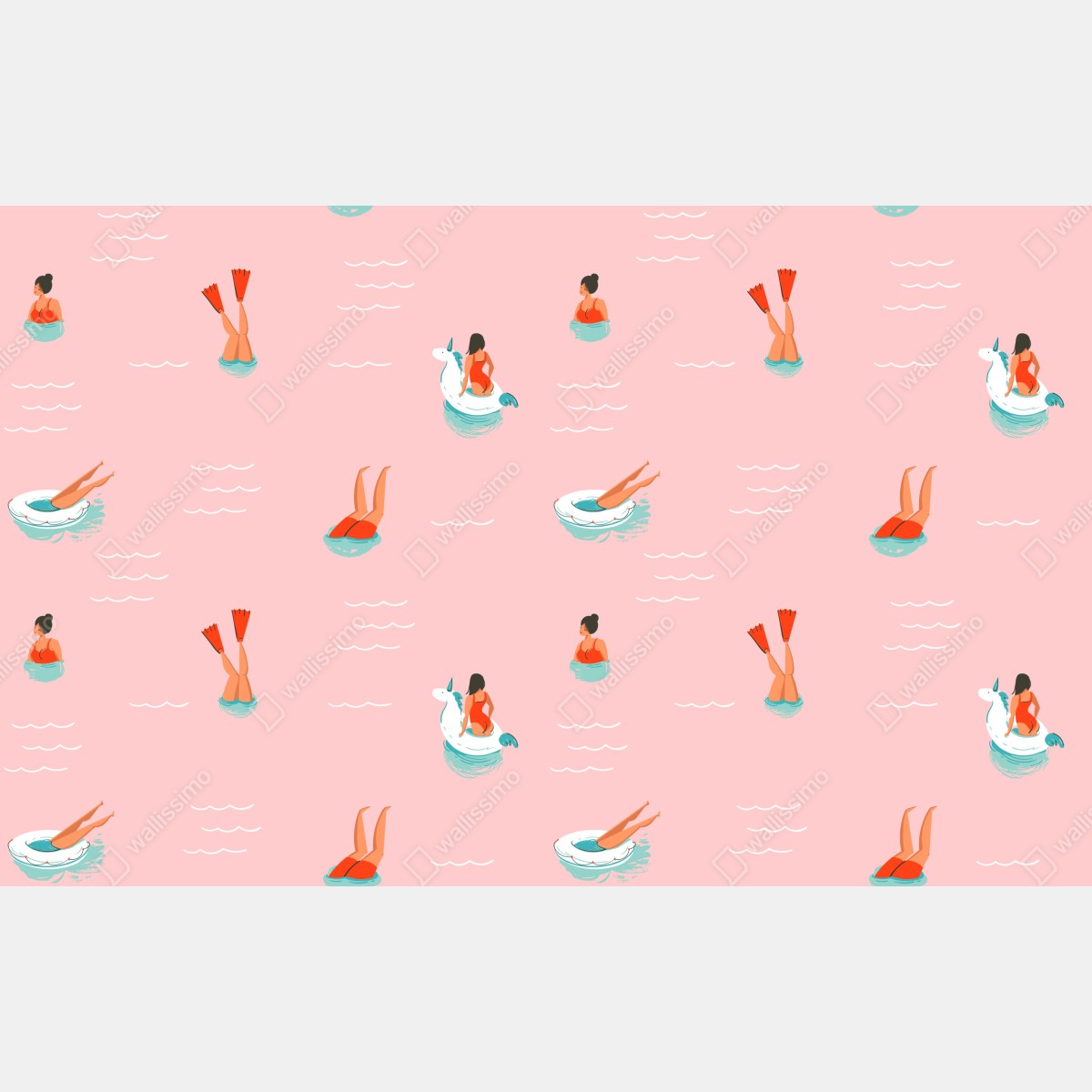 Leinwandbild verspieltes pastell poolmuster – Wallnifity® Leinwandbild verspieltes pastell poolmuster – Wallnifity®