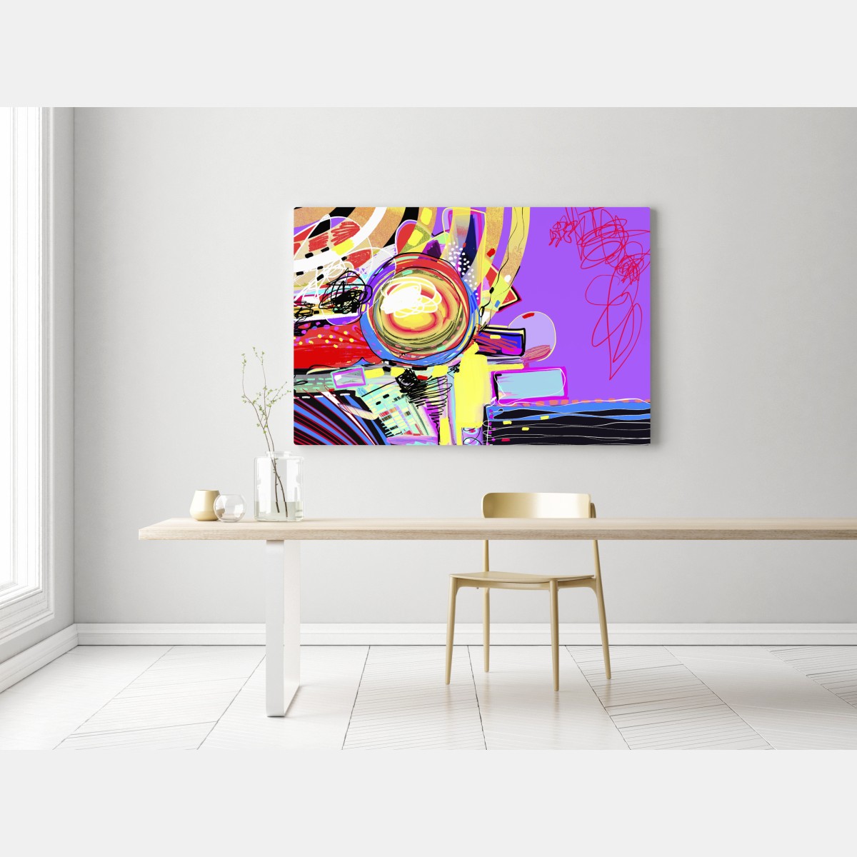 Leinwandbild lebendige violette abstrakte komposition – Wallnifity® Leinwandbild lebendige violette abstrakte komposition – Wallnifity®