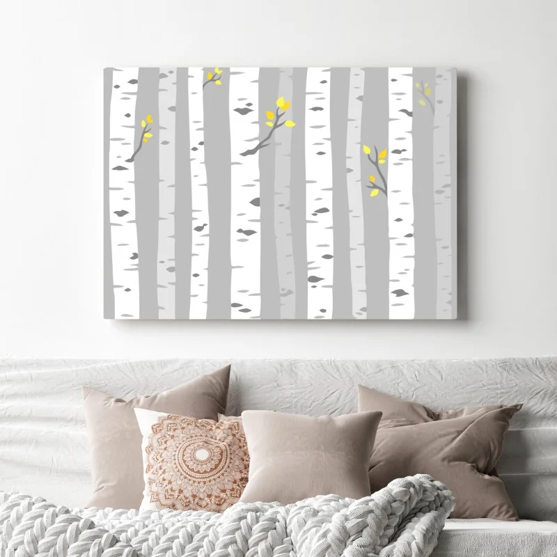 Leinwandbild skandinavischer birkenwald – Wallnifity® Leinwandbild skandinavischer birkenwald – Wallnifity®