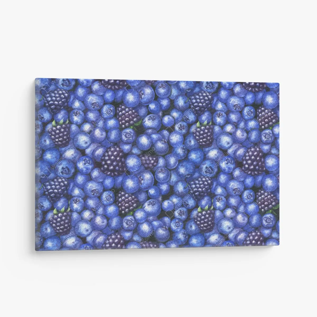 Leinwandbild aquarellmuster mit blaubeeren und brombeeren – Wallnifity® Leinwandbild aquarellmuster mit blaubeeren und brombeeren – Wallnifity®