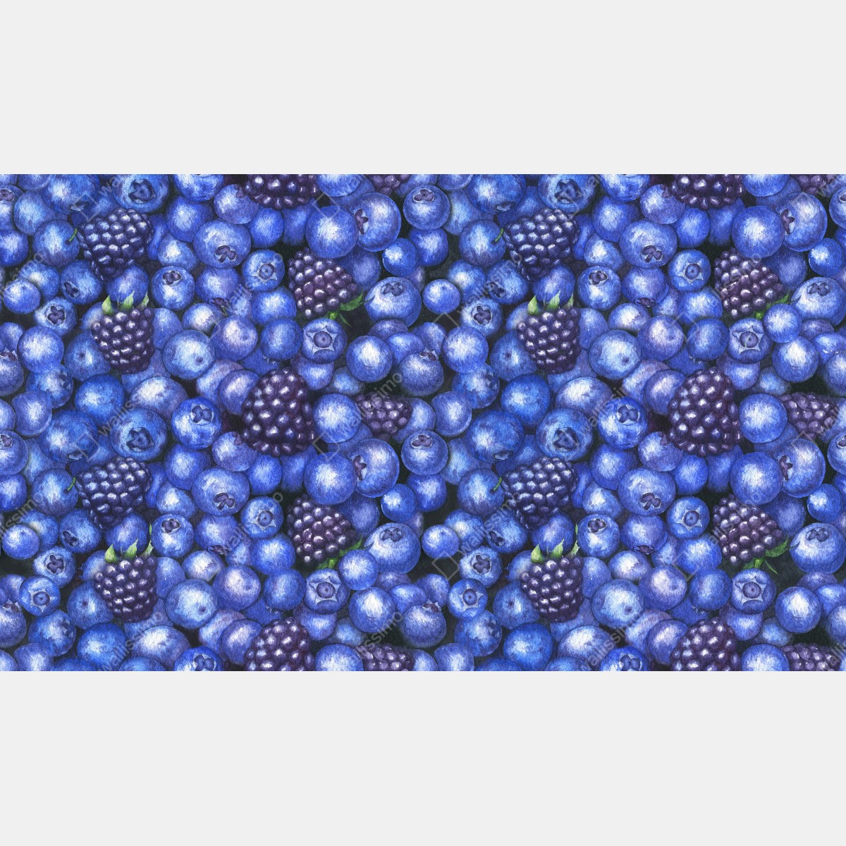 Leinwandbild aquarellmuster mit blaubeeren und brombeeren – Wallnifity® Leinwandbild aquarellmuster mit blaubeeren und brombeeren – Wallnifity®