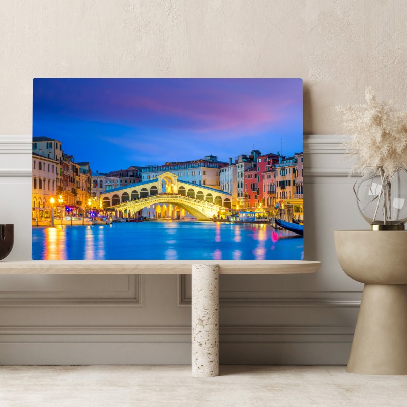 Leinwandbild Rialto brücke bei dämmerung, Venedig – Wallnifity® Leinwandbild Rialto brücke bei dämmerung, Venedig – Wallnifity®