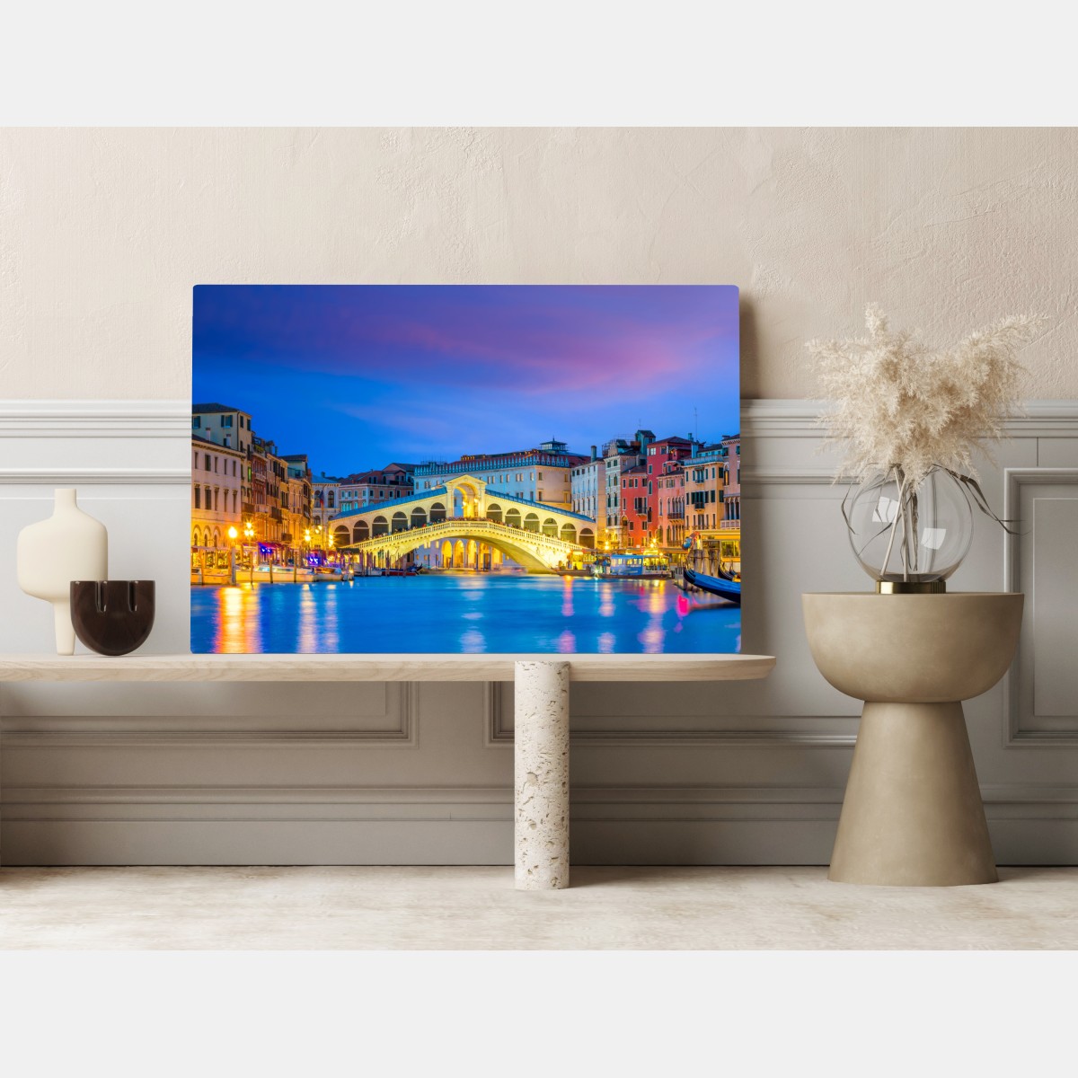 Leinwandbild Rialto brücke bei dämmerung, Venedig – Wallnifity® Leinwandbild Rialto brücke bei dämmerung, Venedig – Wallnifity®