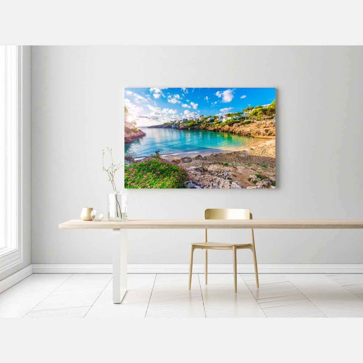 Leinwandbild sonnige Cala Esmeralda türkisbucht – Wallnifity® Leinwandbild sonnige Cala Esmeralda türkisbucht – Wallnifity®