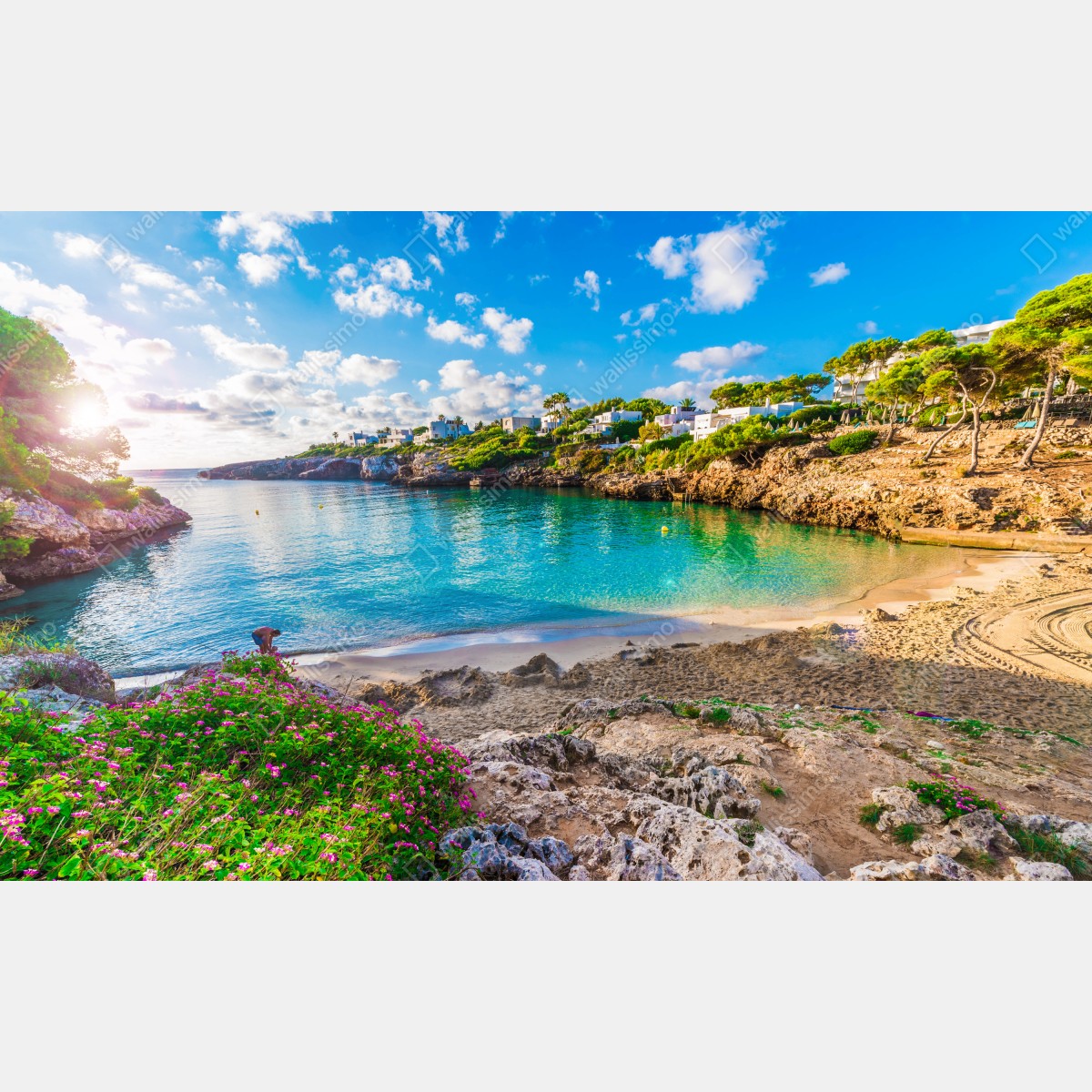 Leinwandbild sonnige Cala Esmeralda türkisbucht – Wallnifity® Leinwandbild sonnige Cala Esmeralda türkisbucht – Wallnifity®