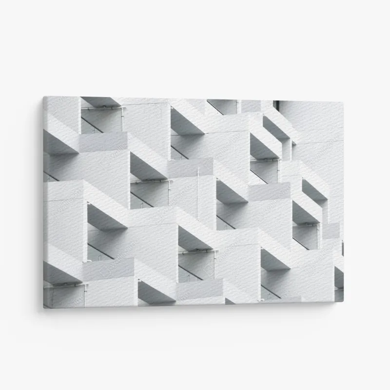 Leinwandbild weiße betonfassade im geometrischen muster