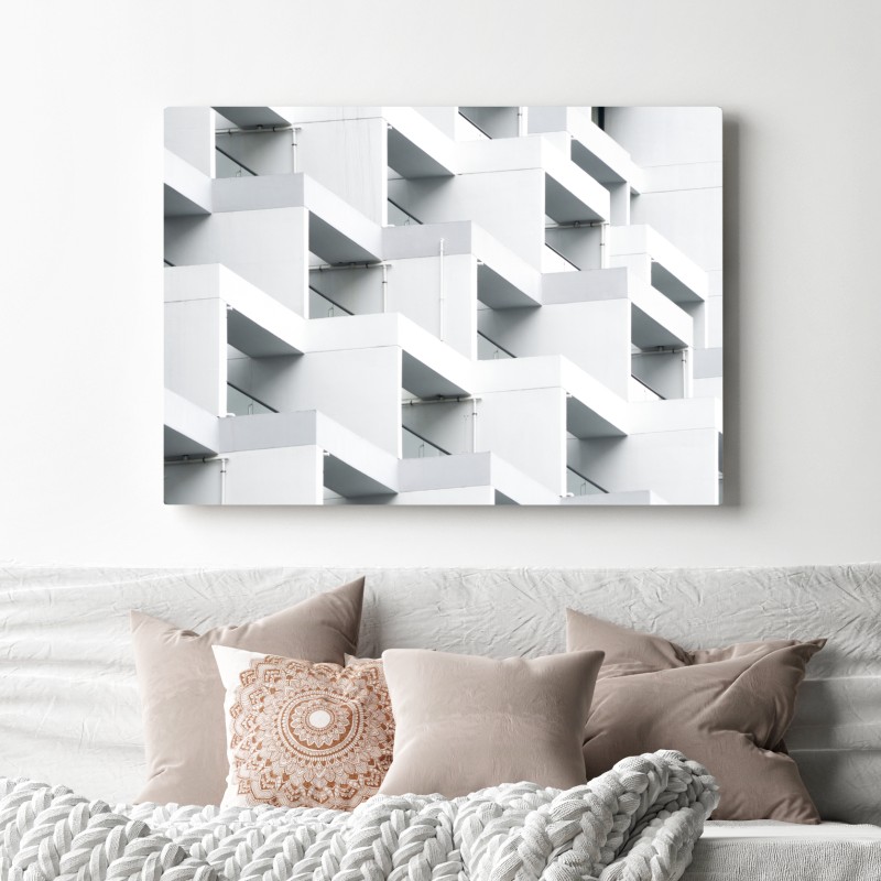 Leinwandbild weiße betonfassade im geometrischen muster – Wallnifity® Leinwandbild weiße betonfassade im geometrischen muster – Wallnifity®