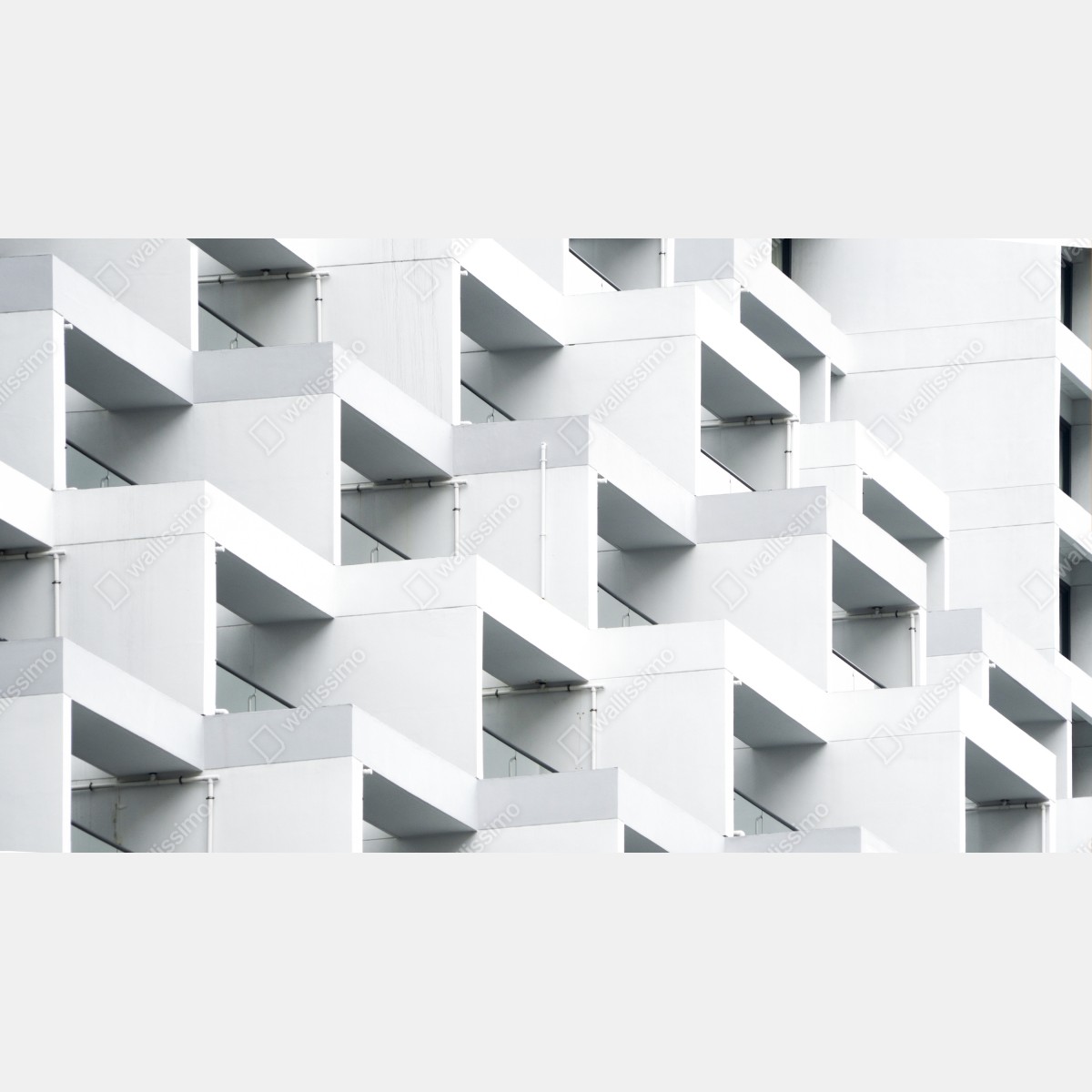 Leinwandbild weiße betonfassade im geometrischen muster – Wallnifity® Leinwandbild weiße betonfassade im geometrischen muster – Wallnifity®