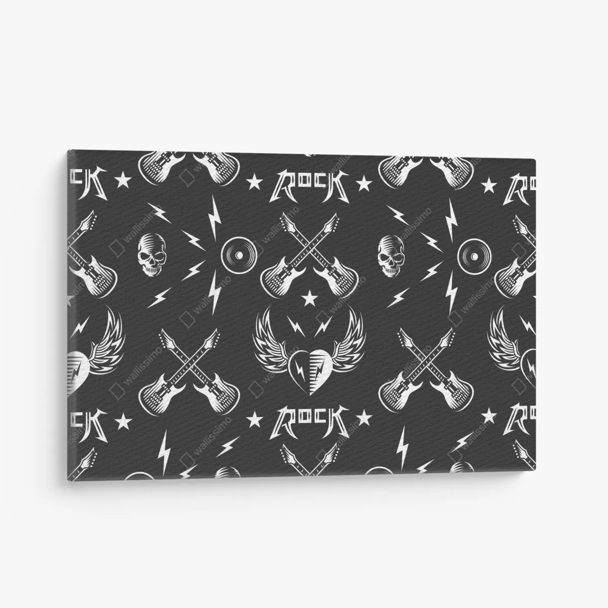Leinwandbild nahtloses muster mit rock-symbolen – Wallnifity® Leinwandbild nahtloses muster mit rock-symbolen – Wallnifity®
