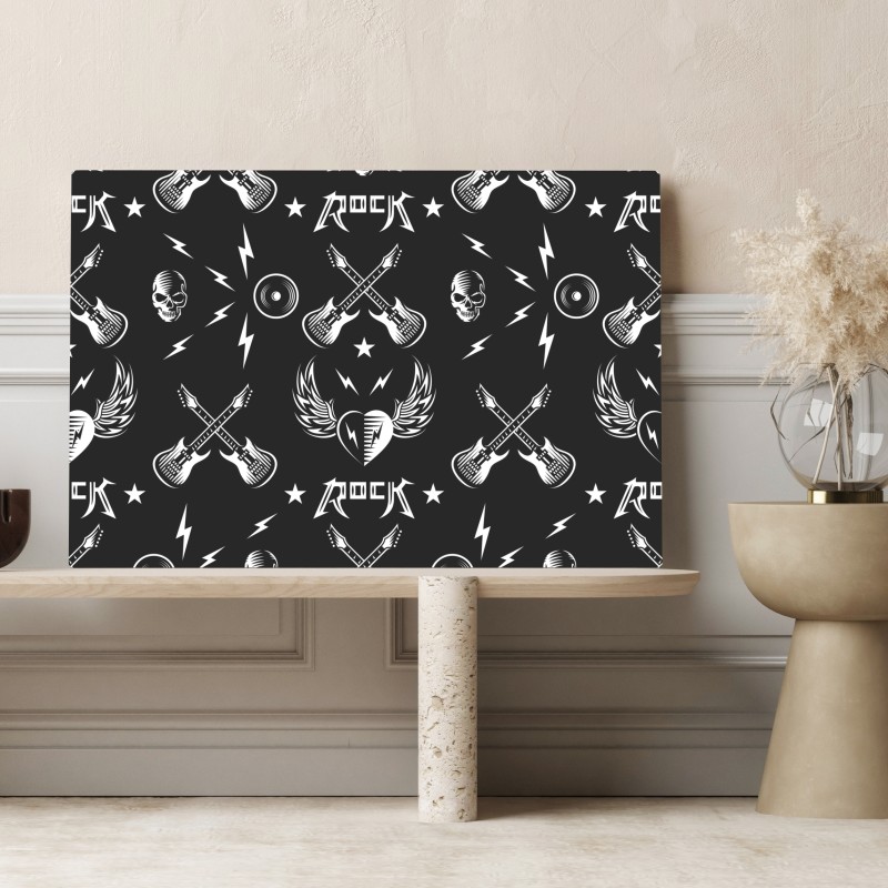 Leinwandbild nahtloses muster mit rock-symbolen – Wallnifity® Leinwandbild nahtloses muster mit rock-symbolen – Wallnifity®