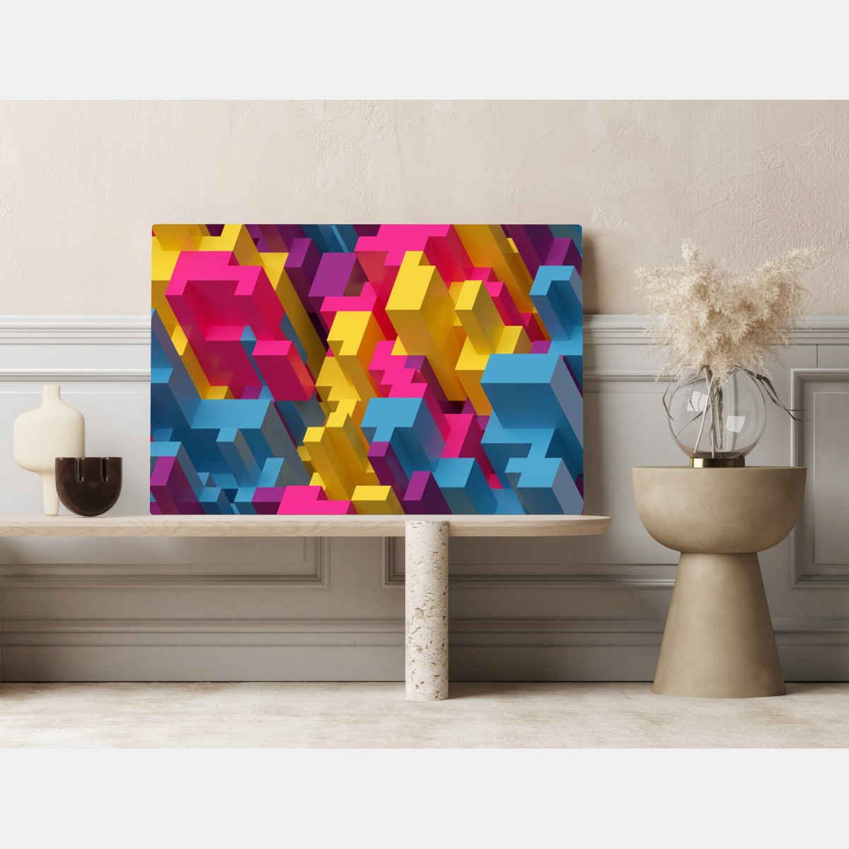 Leinwandbild buntes 3d-voxel-muster – Wallnifity®