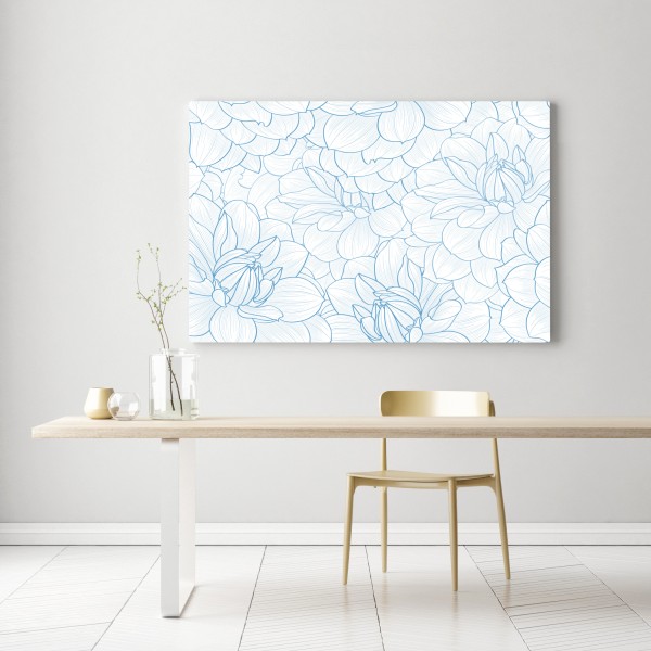 Leinwandbild zartes blaues blumenmuster – Wallnifity® Leinwandbild zartes blaues blumenmuster – Wallnifity®