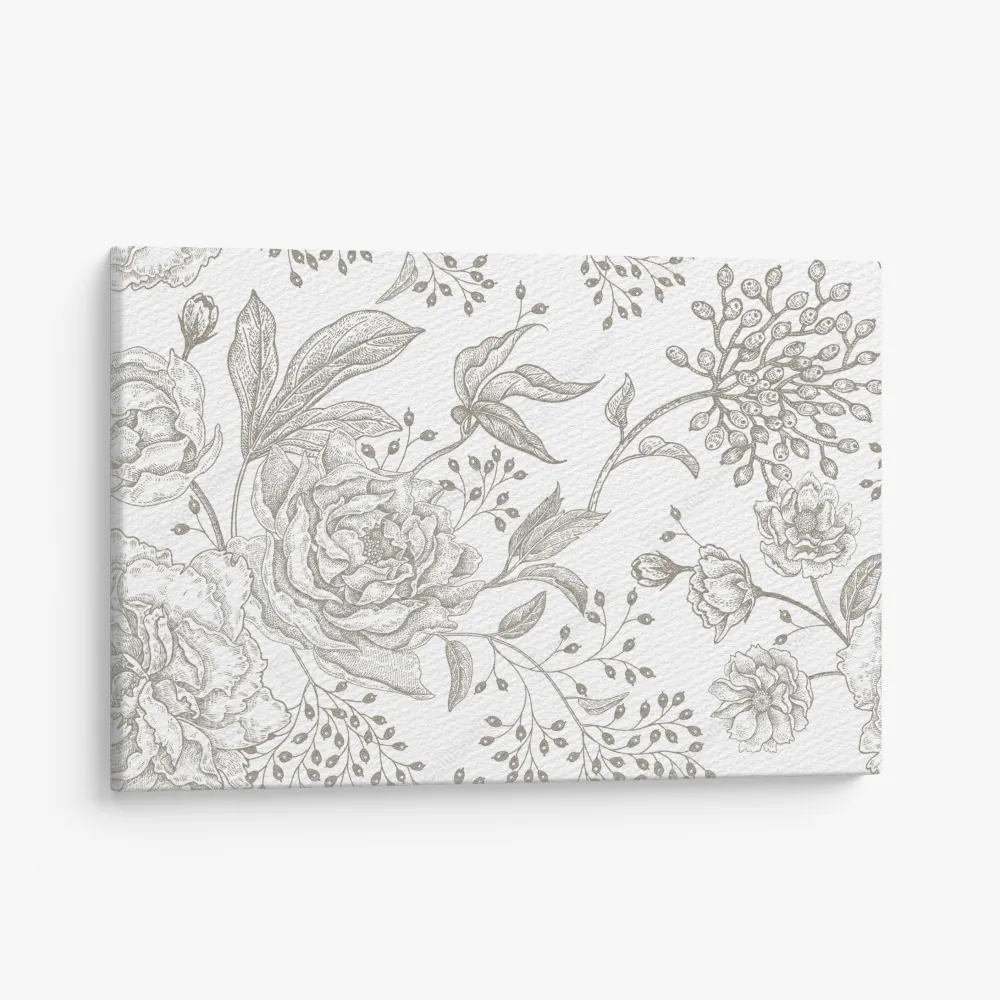 Leinwandbild zartes botanisches blumenmuster im vintage-stil – Wallnifity® Leinwandbild zartes botanisches blumenmuster im vintage-stil – Wallnifity®