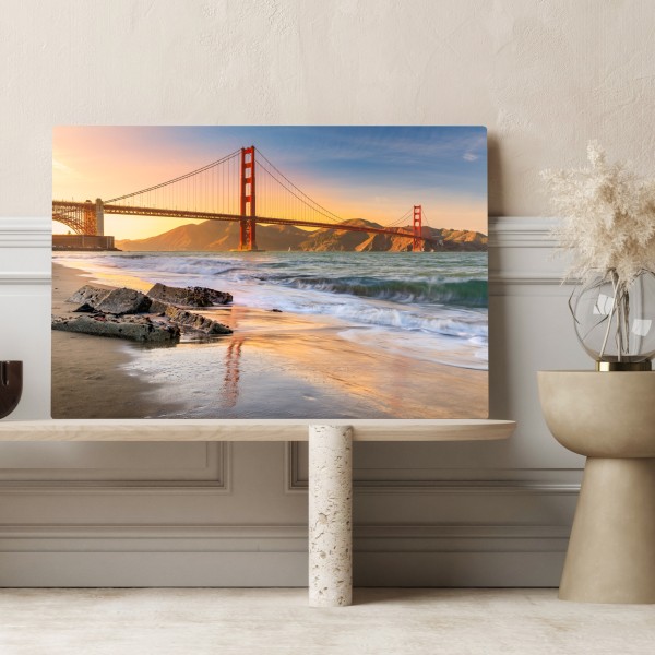 Leinwandbild sonnenuntergang an der Golden Gate Bridge – Wallnifity® Leinwandbild sonnenuntergang an der Golden Gate Bridge – Wallnifity®