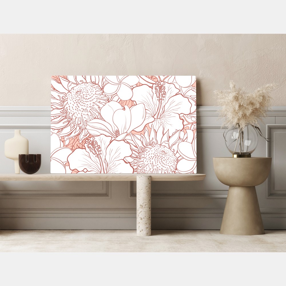 Leinwandbild zartes korallenfarbenes blumenmuster – Wallnifity® Leinwandbild zartes korallenfarbenes blumenmuster – Wallnifity®