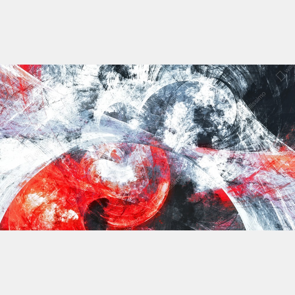 Leinwandbild dynamische rote und weiße abstrakte komposition – Wallnifity® Leinwandbild dynamische rote und weiße abstrakte komposition – Wallnifity®