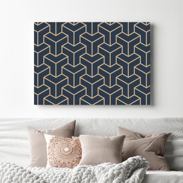 Leinwandbild marineblaues geometrisches würfelmuster – Wallnifity® Leinwandbild marineblaues geometrisches würfelmuster – Wallnifity®