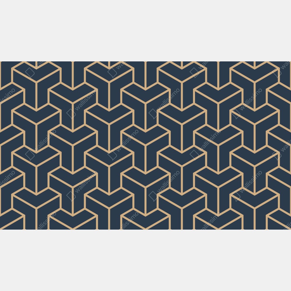 Leinwandbild marineblaues geometrisches würfelmuster – Wallnifity® Leinwandbild marineblaues geometrisches würfelmuster – Wallnifity®