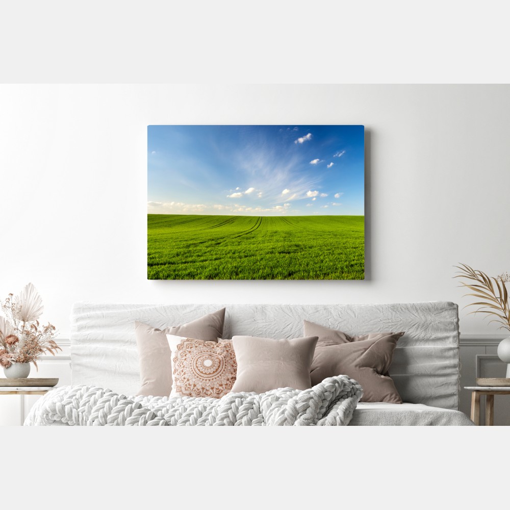 Leinwandbild frühlingsgrüne wiesenpanorama – Wallnifity® Leinwandbild frühlingsgrüne wiesenpanorama – Wallnifity®