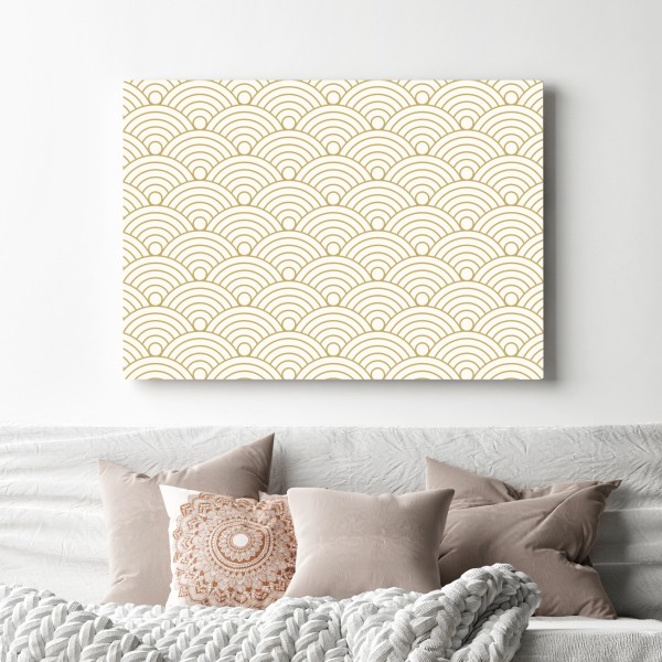 Leinwandbild goldenes seigaiha wellenmuster – Wallnifity® Leinwandbild goldenes seigaiha wellenmuster – Wallnifity®