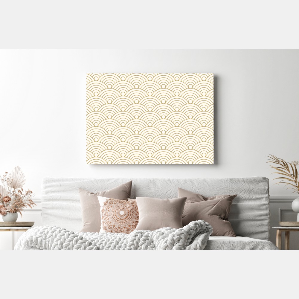 Leinwandbild goldenes seigaiha wellenmuster – Wallnifity® Leinwandbild goldenes seigaiha wellenmuster – Wallnifity®