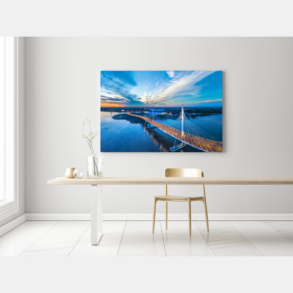 Leinwandbild Sankt Petersburg brückenpanorama bei dämmerung – Wallnifity® Leinwandbild Sankt Petersburg brückenpanorama bei dämmerung – Wallnifity®