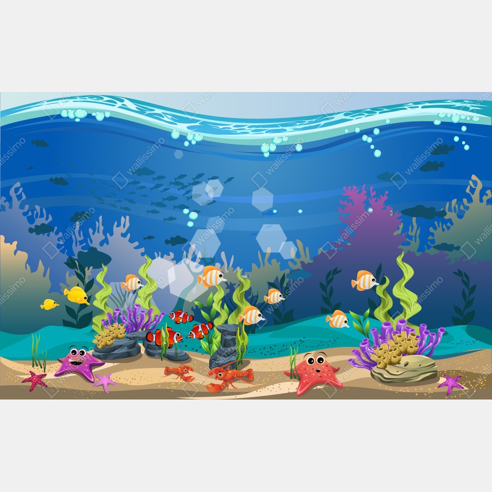 Leinwandbild verspielte unterwasserwelt mit korallenriff – Wallnifity®