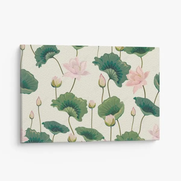 Leinwandbild ruhiges botanisches lotosmuster – Wallnifity® Leinwandbild ruhiges botanisches lotosmuster – Wallnifity®