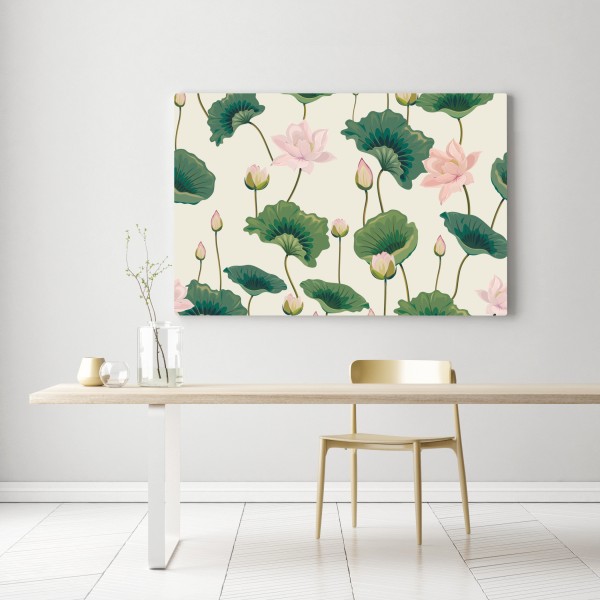 Leinwandbild ruhiges botanisches lotosmuster – Wallnifity® Leinwandbild ruhiges botanisches lotosmuster – Wallnifity®