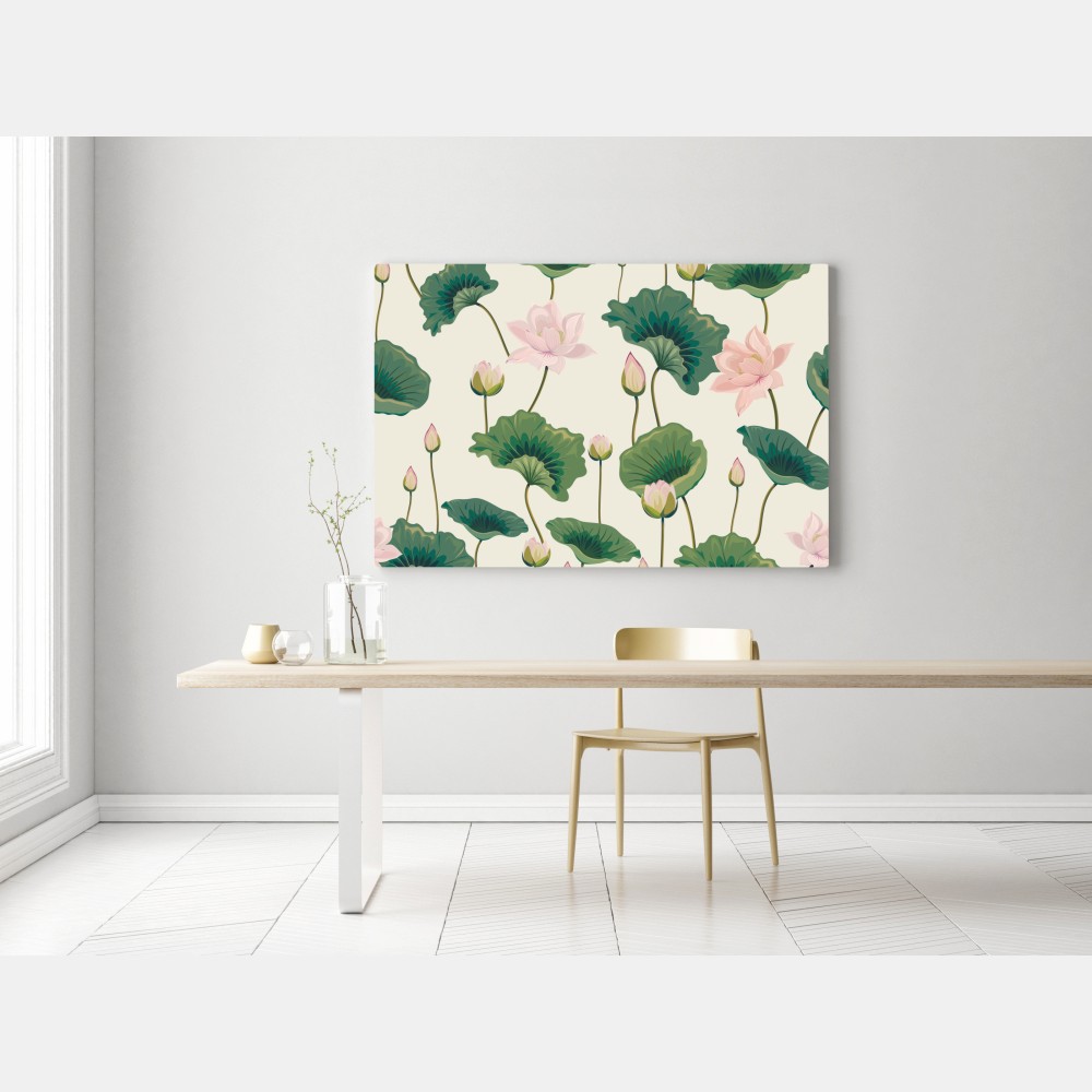 Leinwandbild ruhiges botanisches lotosmuster – Wallnifity® Leinwandbild ruhiges botanisches lotosmuster – Wallnifity®