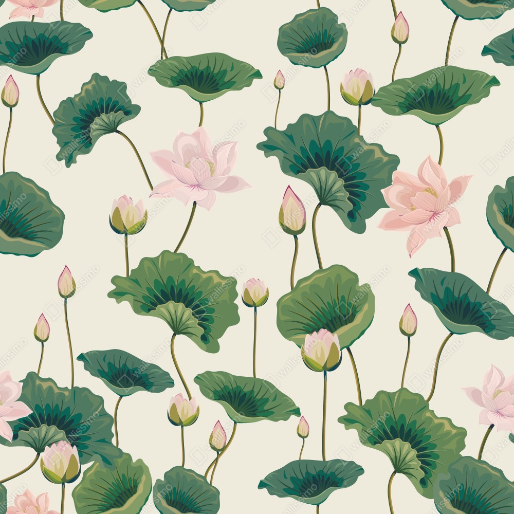 Leinwandbild ruhiges botanisches lotosmuster – Wallnifity® Leinwandbild ruhiges botanisches lotosmuster – Wallnifity®