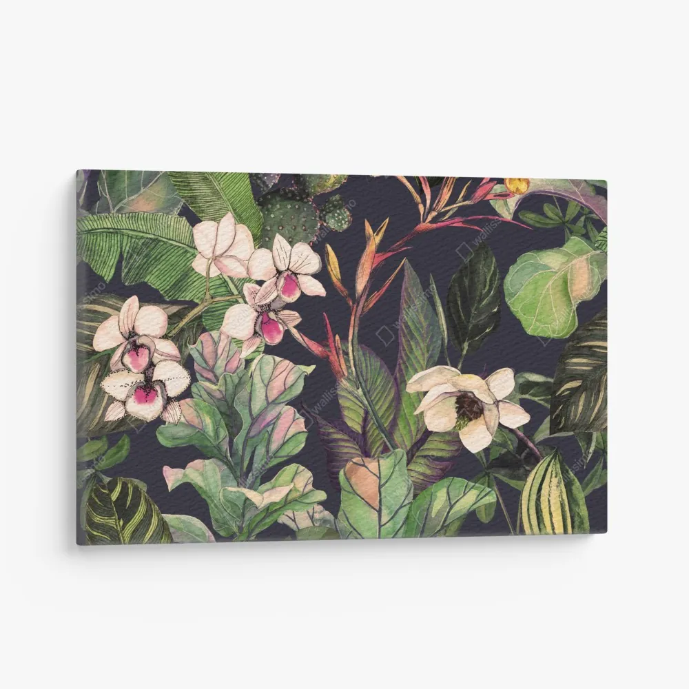 Leinwandbild tropisches aquarell botanikmuster – Wallnifity® Leinwandbild tropisches aquarell botanikmuster – Wallnifity®