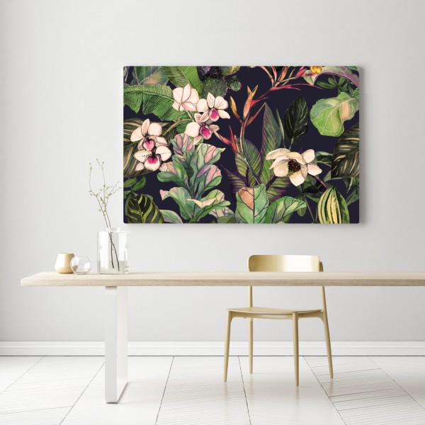 Leinwandbild tropisches aquarell botanikmuster – Wallnifity® Leinwandbild tropisches aquarell botanikmuster – Wallnifity®