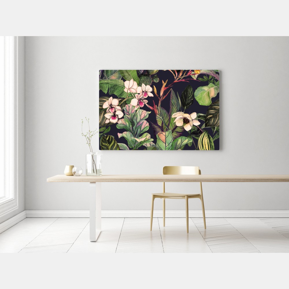 Leinwandbild tropisches aquarell botanikmuster – Wallnifity® Leinwandbild tropisches aquarell botanikmuster – Wallnifity®