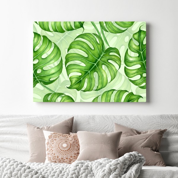 Leinwandbild aquarell monstera blättermuster – Wallnifity® Leinwandbild aquarell monstera blättermuster – Wallnifity®