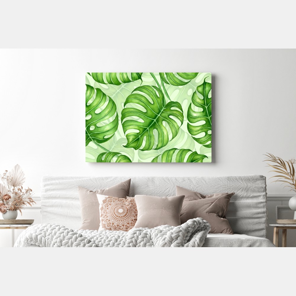 Leinwandbild aquarell monstera blättermuster – Wallnifity® Leinwandbild aquarell monstera blättermuster – Wallnifity®