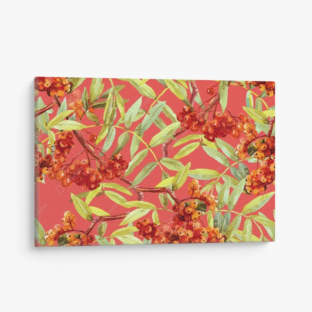Leinwandbild aquarellmuster mit vogelbeeren – Wallnifity® Leinwandbild aquarellmuster mit vogelbeeren – Wallnifity®