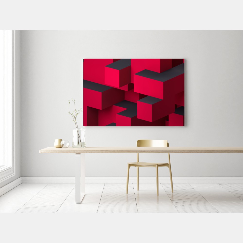 Leinwandbild kräftige rote geometrische blöcke – Wallnifity® Leinwandbild kräftige rote geometrische blöcke – Wallnifity®