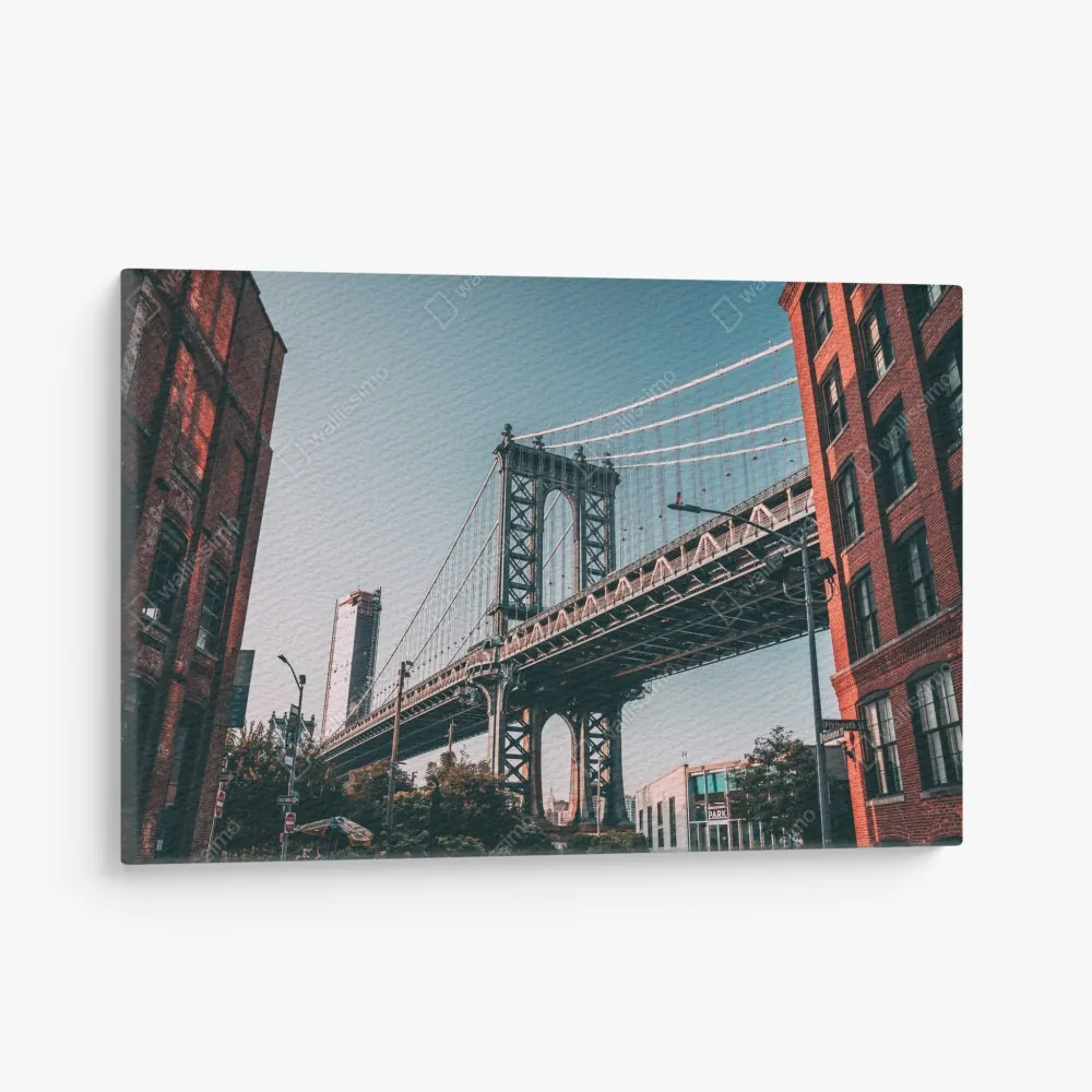 Leinwandbild Manhattan brücke in urbaner perspektive – Wallnifity® Leinwandbild Manhattan brücke in urbaner perspektive – Wallnifity®
