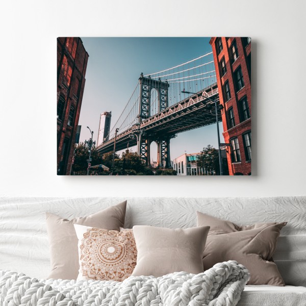 Leinwandbild Manhattan brücke in urbaner perspektive – Wallnifity® Leinwandbild Manhattan brücke in urbaner perspektive – Wallnifity®