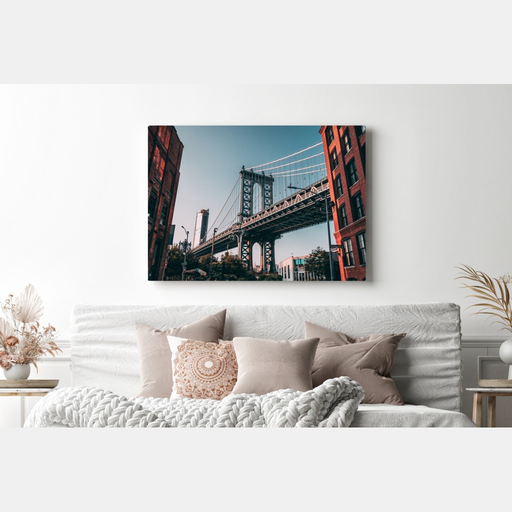 Leinwandbild Manhattan brücke in urbaner perspektive – Wallnifity® Leinwandbild Manhattan brücke in urbaner perspektive – Wallnifity®